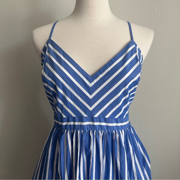 J. Crew Blue & White Striped Maxi Dress | Size 14 | 100% Cotton | Like New - Picture 5 of 10